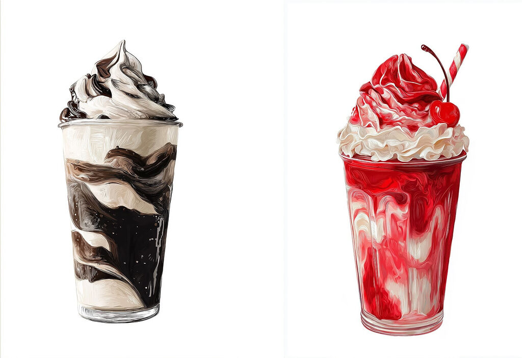Deux verres gourmands — motif complet