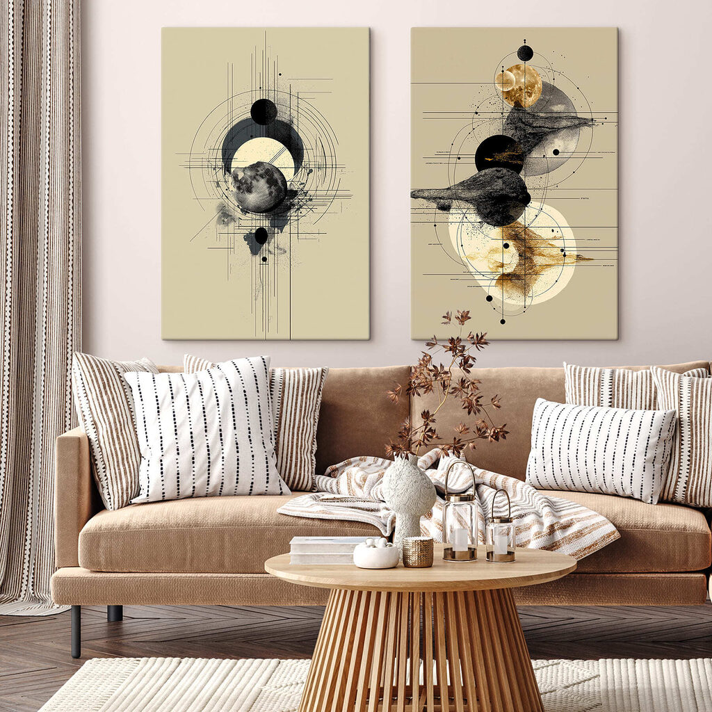 Cercles et axes fins dans un intérieur