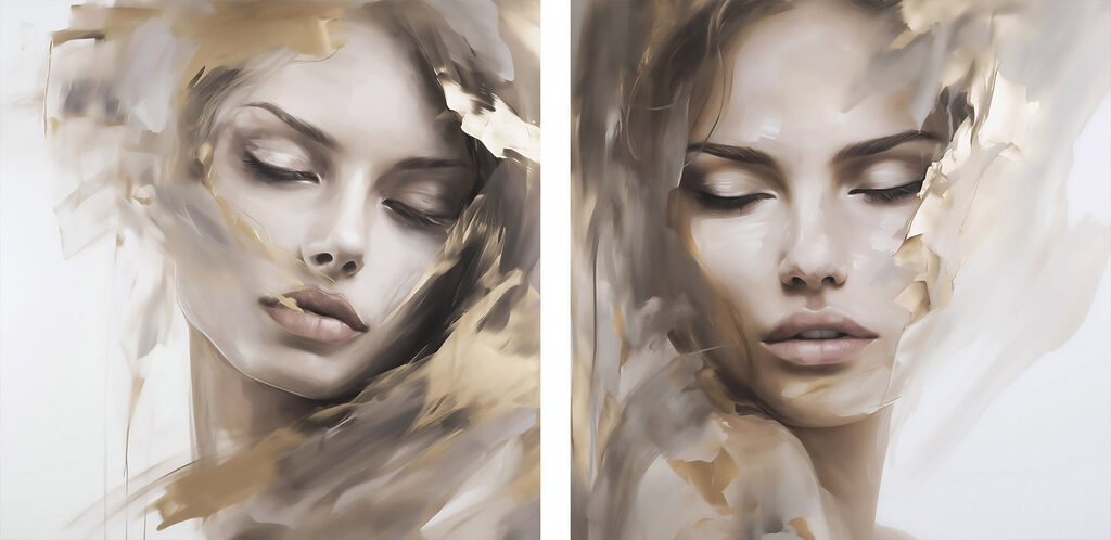 Visage voilé de couleurs — motif complet