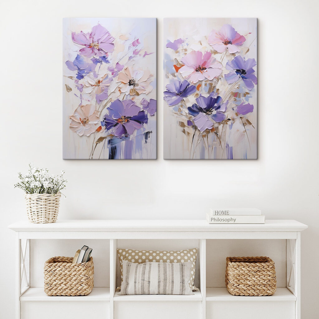 Bouquet aux tons lilas dans un intérieur