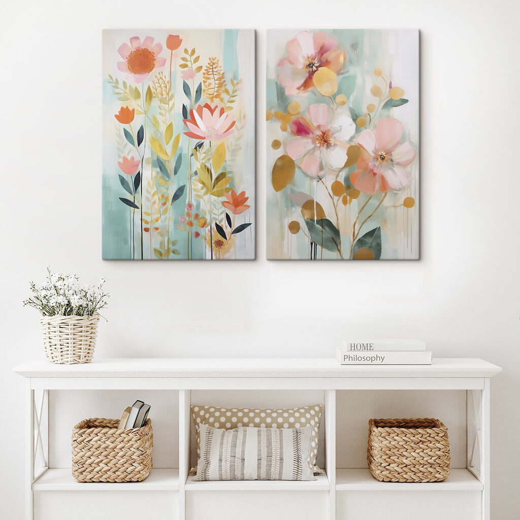 Bouquets champêtres dans un intérieur
