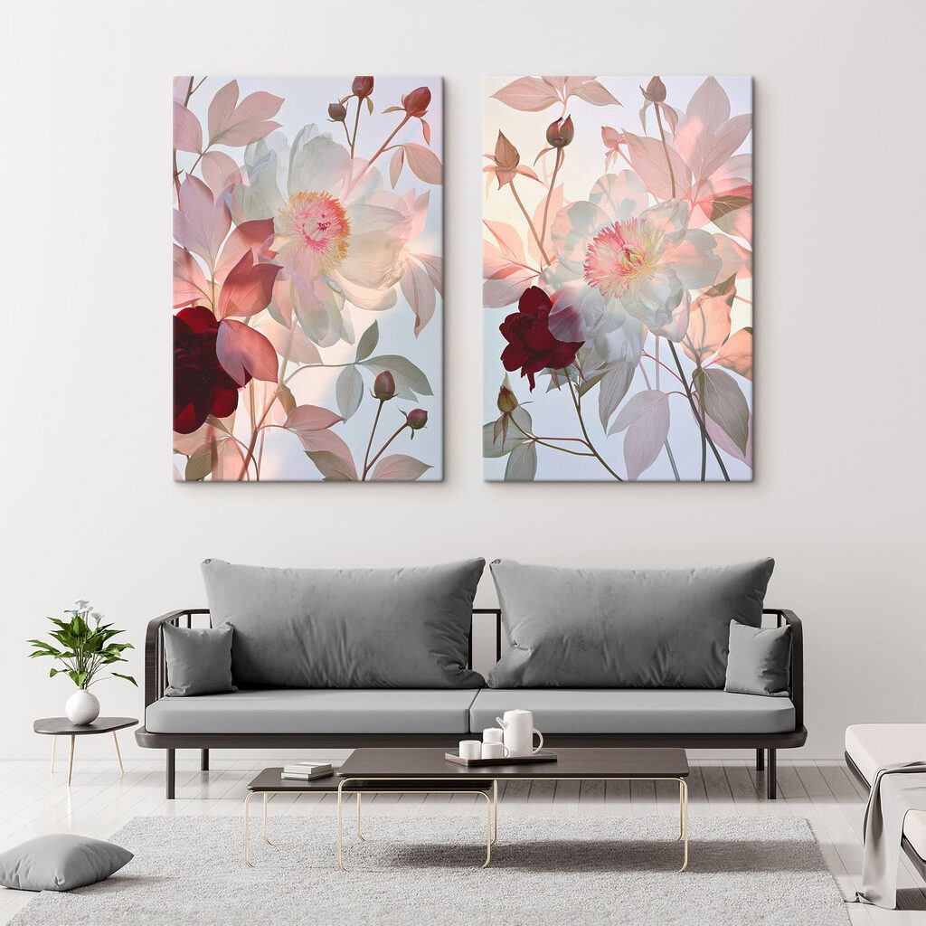 Fleurs et accent coloré dans un intérieur