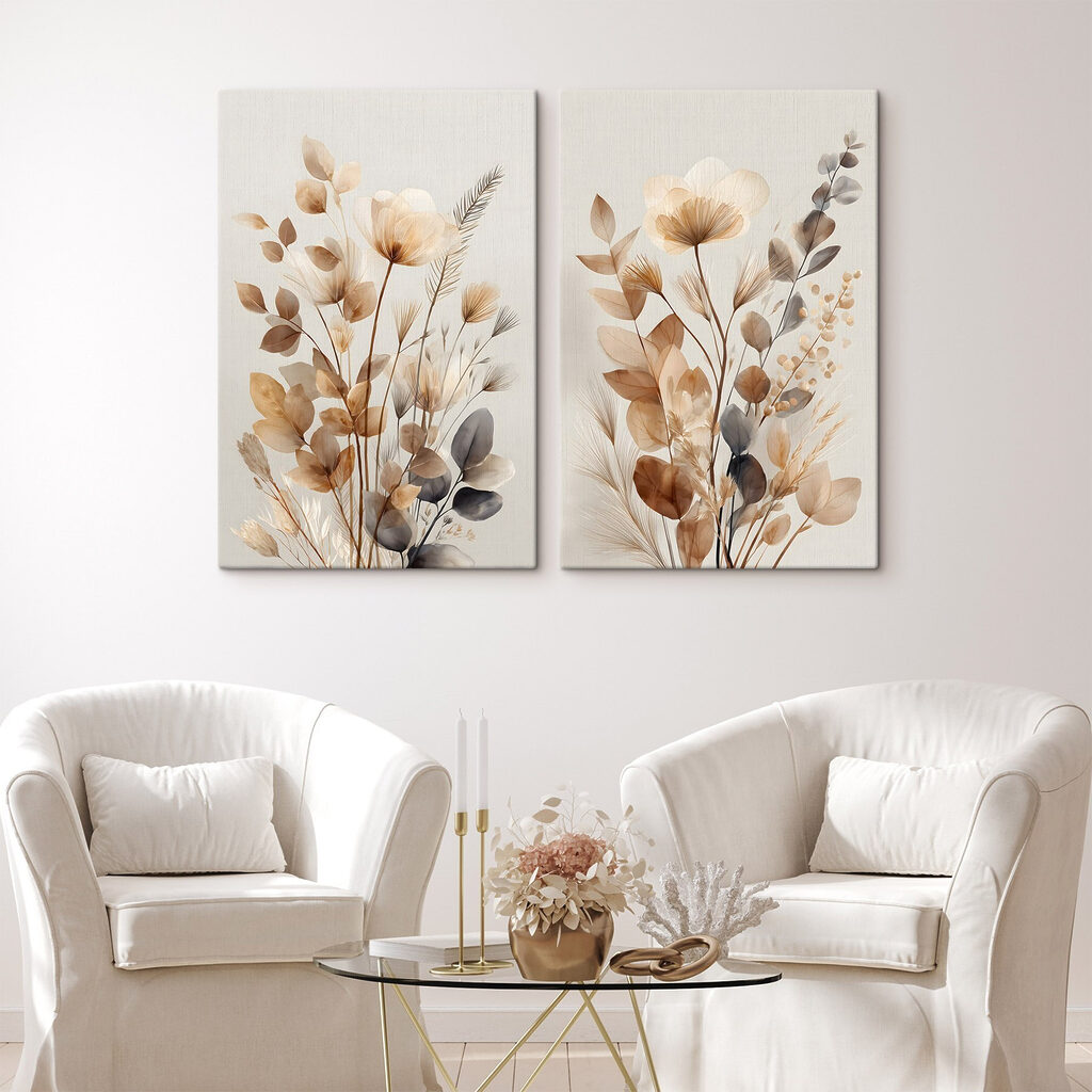 Bouquet couleur sable dans un intérieur