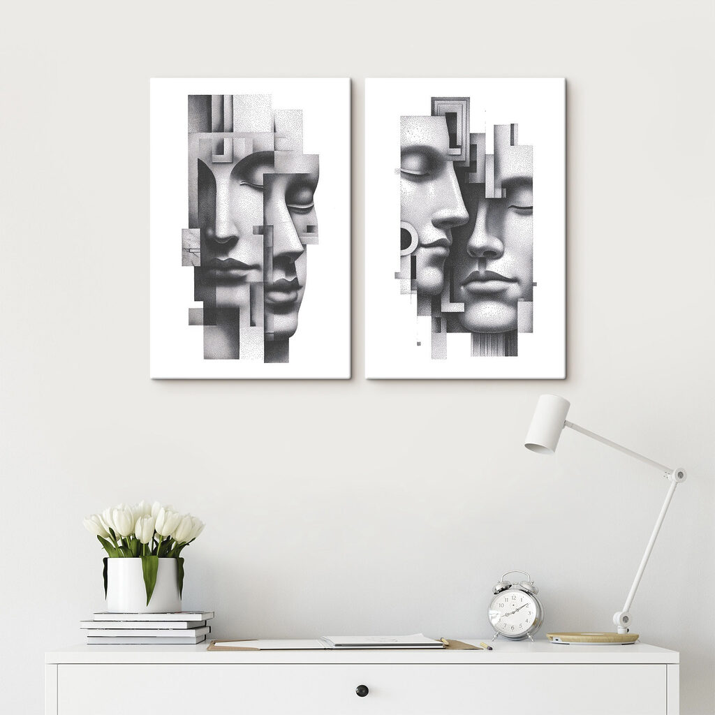 Visages en bandes grises — intérieur 2
