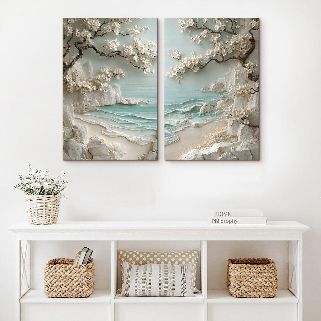 Fleurs sur l’eau turquoise dans un intérieur
