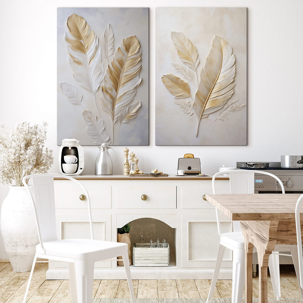 Plumes blanc et or — intérieur 2