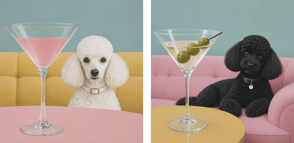 Caniches et martinis — motif complet