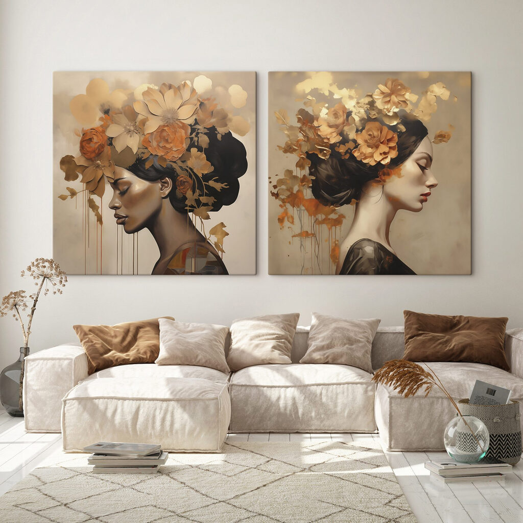 Couronne de fleurs d’automne dans un intérieur