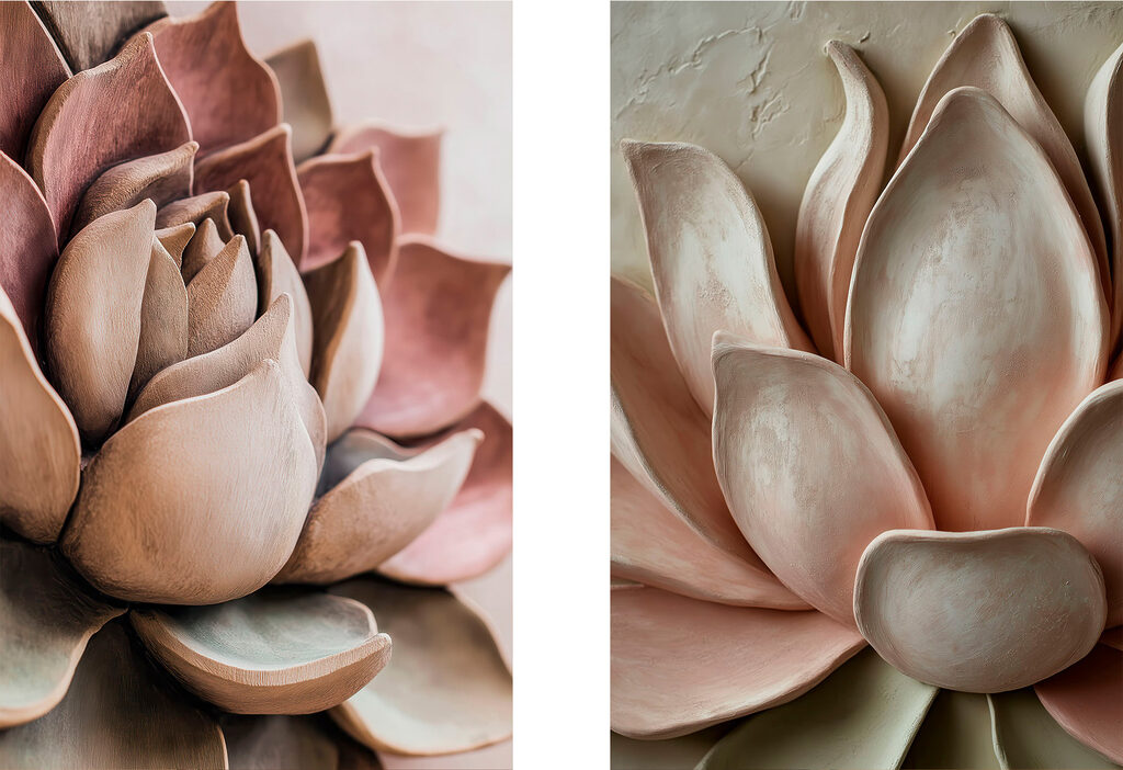 Pétales rose poudré — motif complet