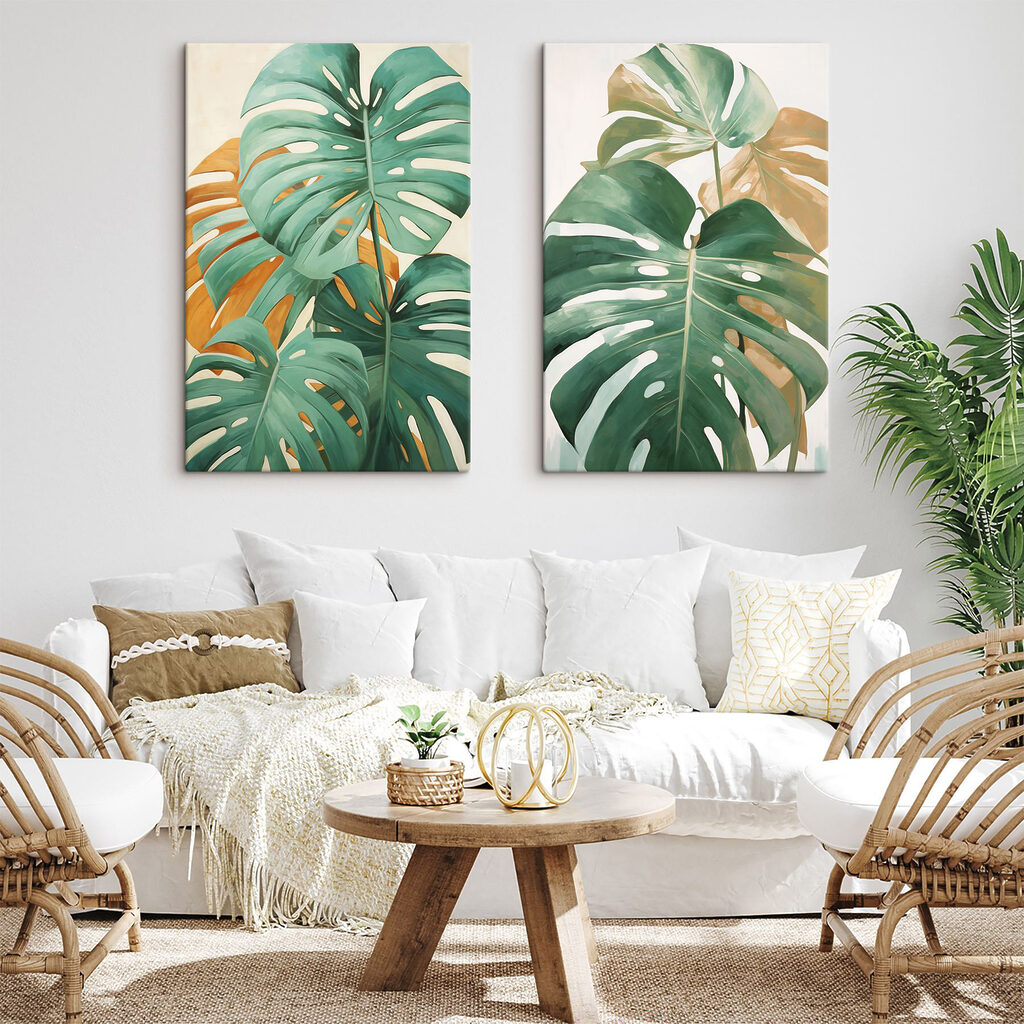 Feuilles ajourées à l’aquarelle dans un intérieur