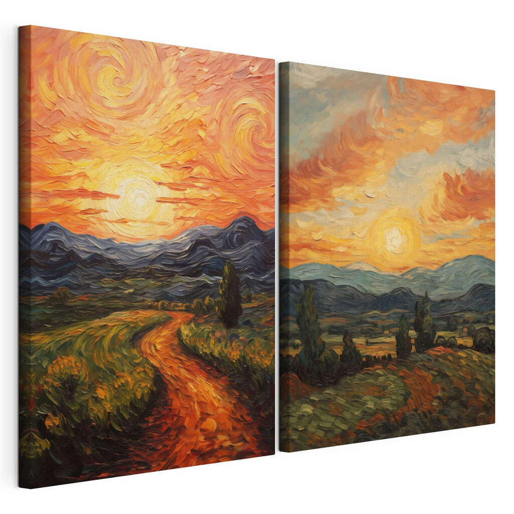 Soleil et champs sinueux — vue du produit