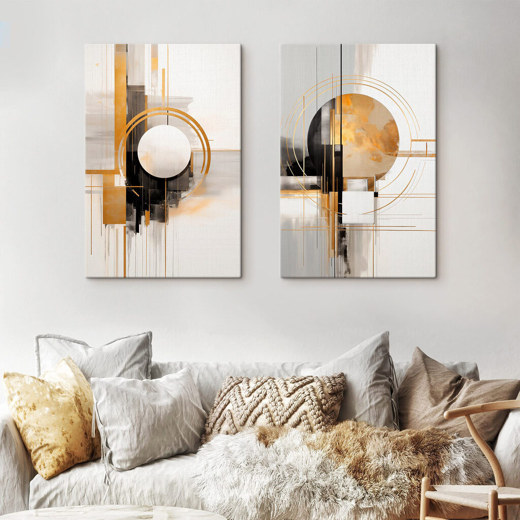 Cercles sur axes dorés — intérieur 1