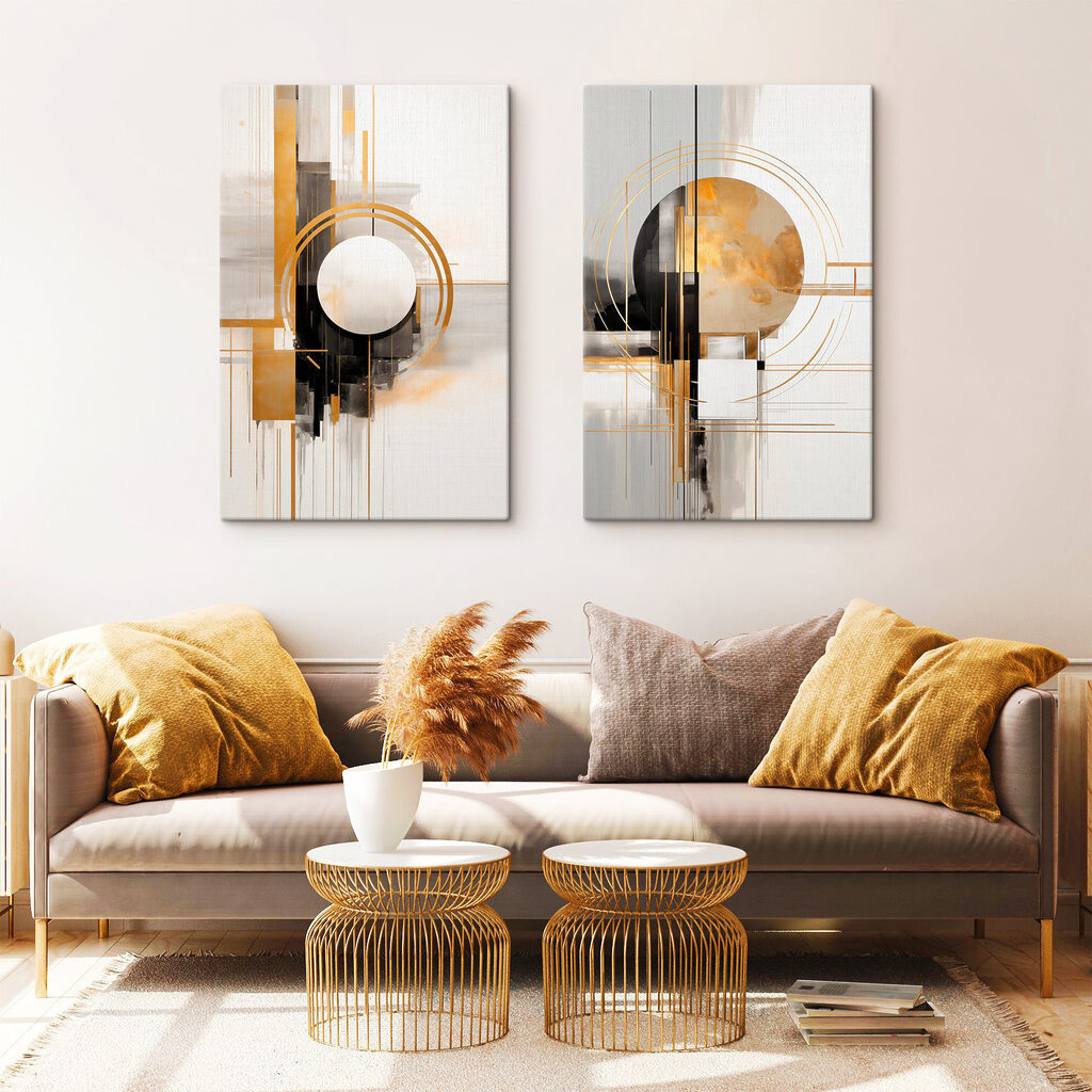 Cercles sur axes dorés — intérieur 2