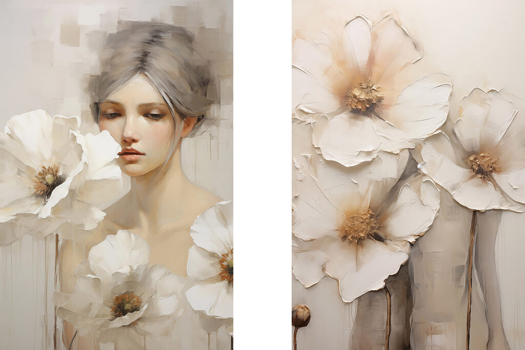 Portrait parmi les fleurs — motif complet