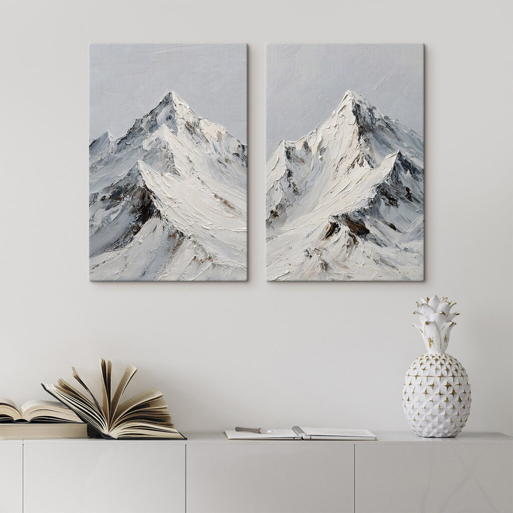 Sommets enneigés dans un intérieur