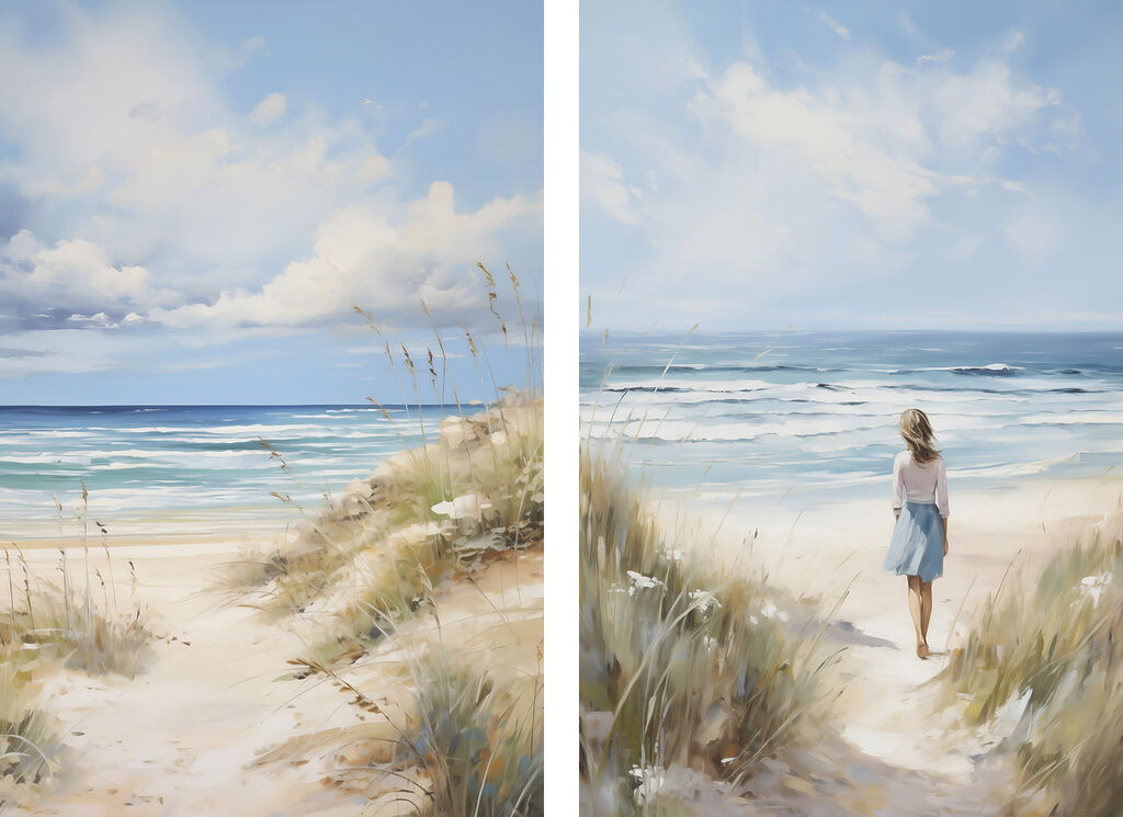 Promenade sur la plage — motif complet