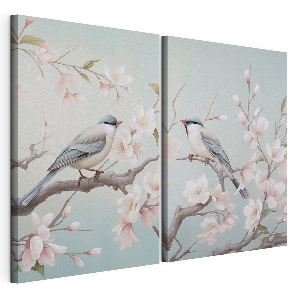 Oiseaux sur branches fleuries — vue du produit