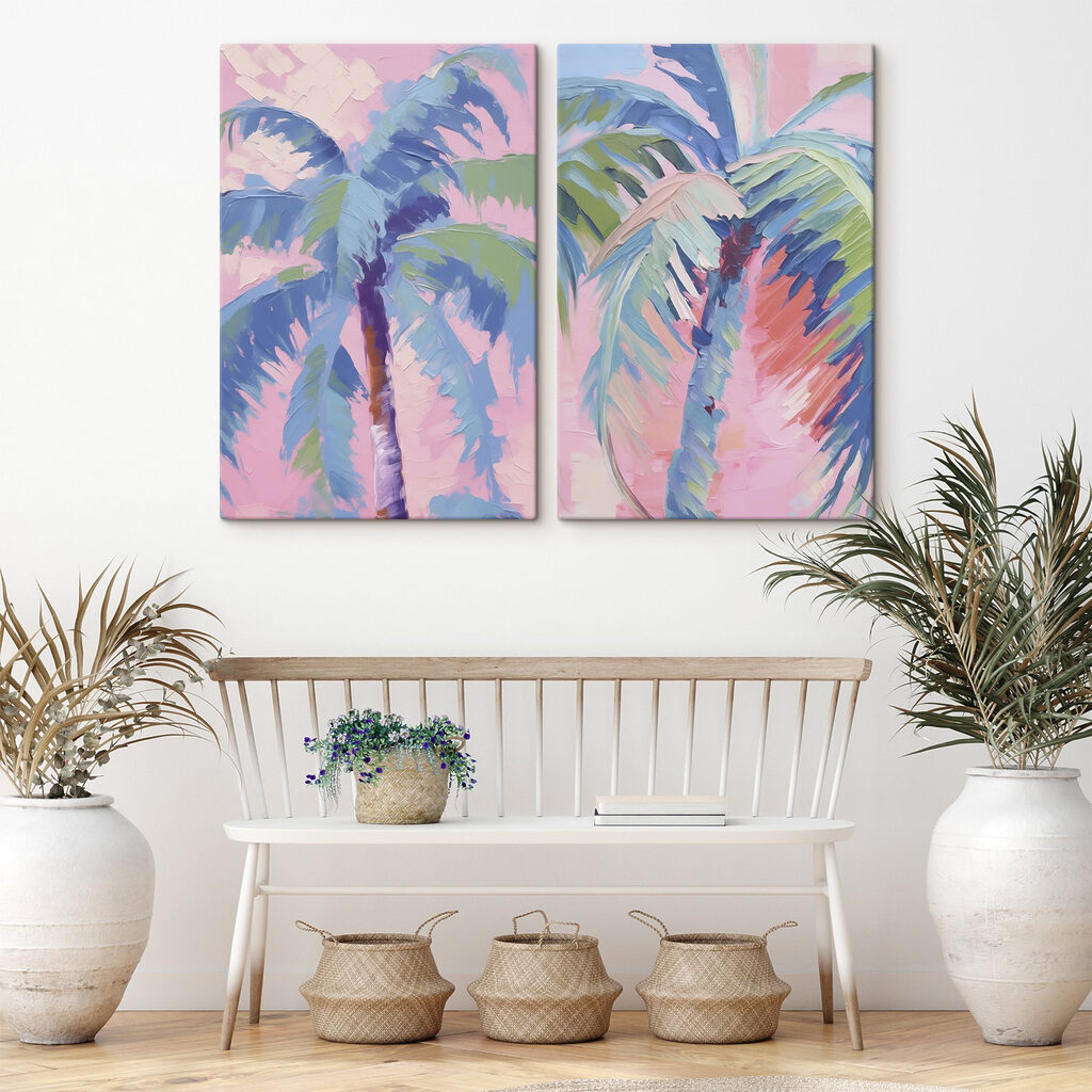 Palmiers sur fond rose — intérieur 1