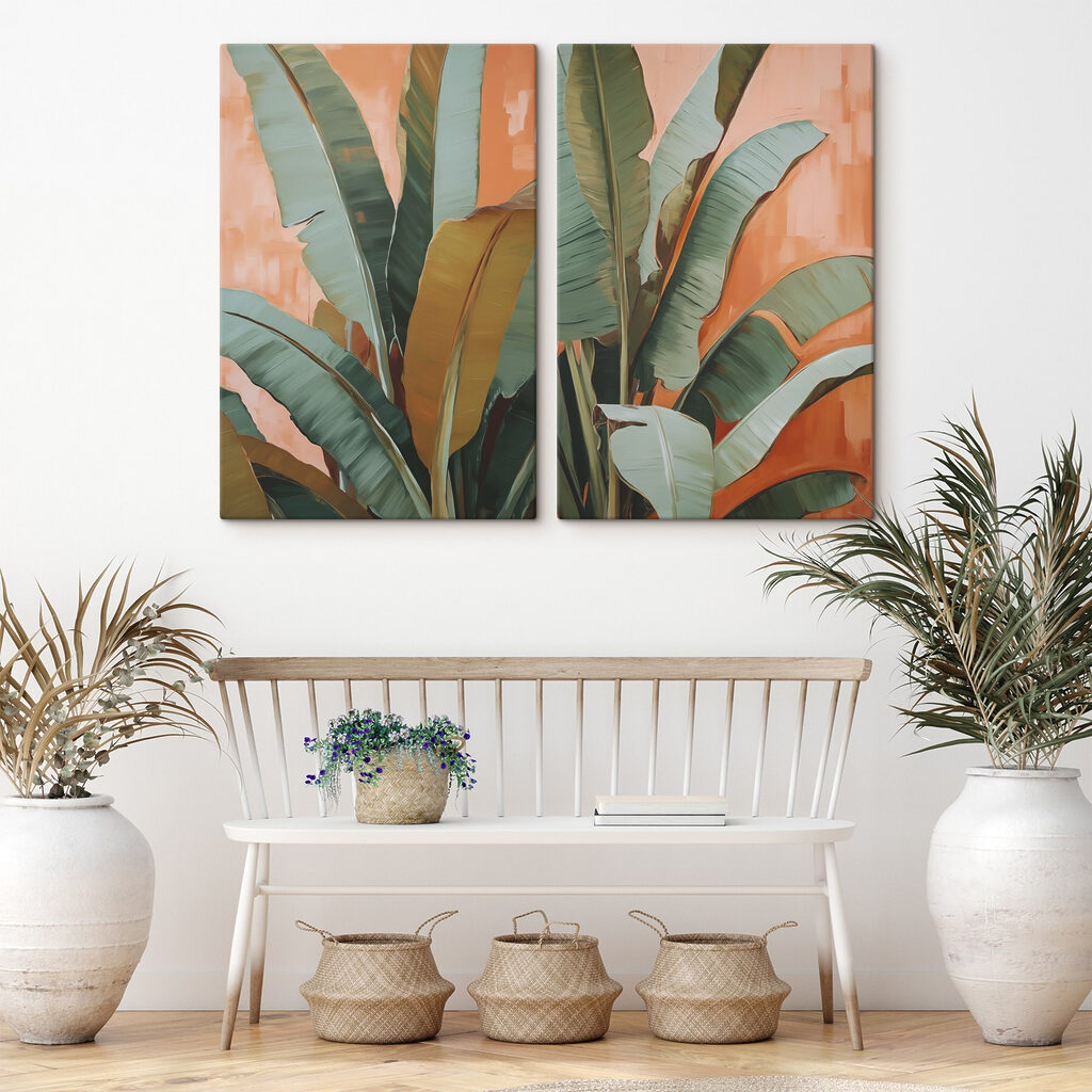 Grandes feuilles sur terracotta — intérieur 2