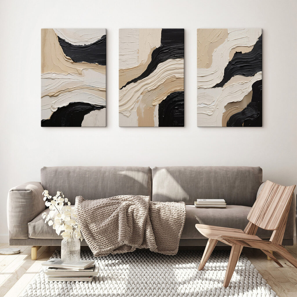 Vagues sombres sur crème — intérieur 1