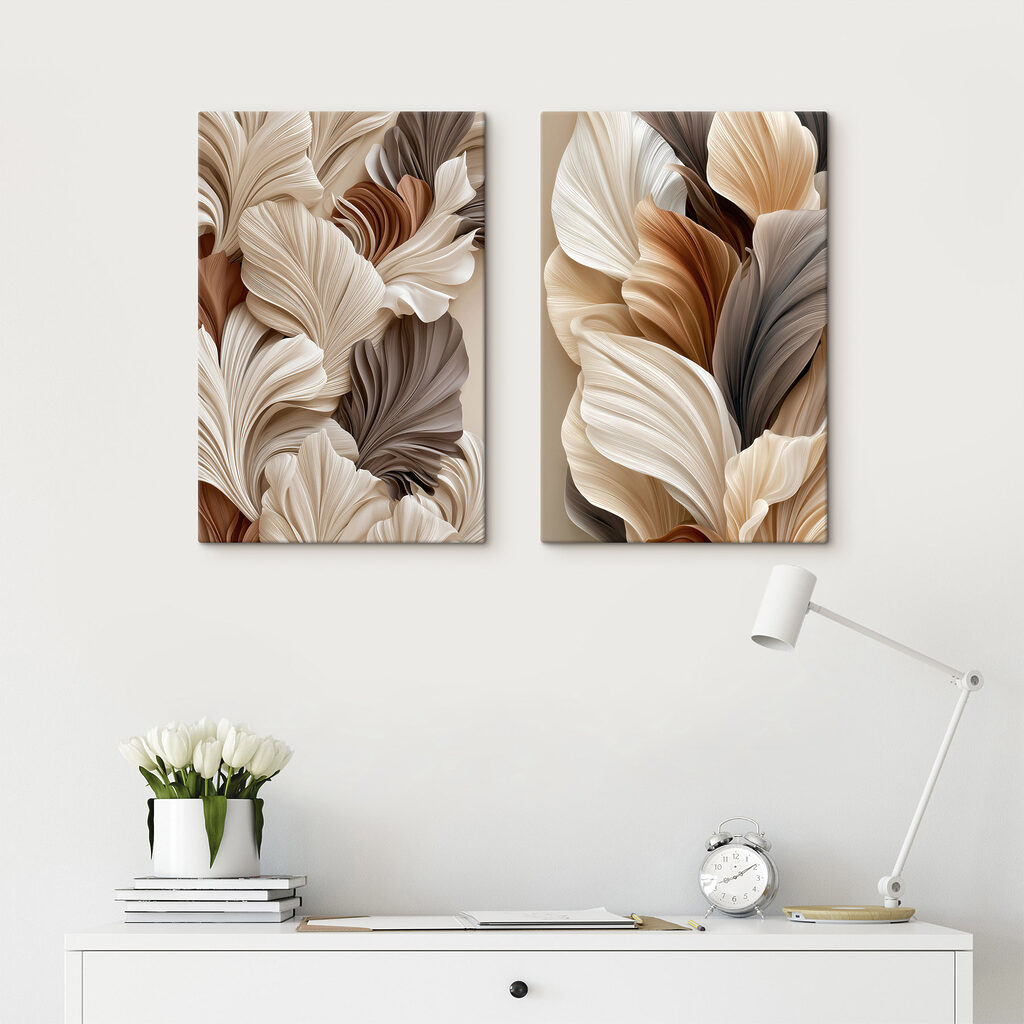 Éventail de feuilles dans un intérieur
