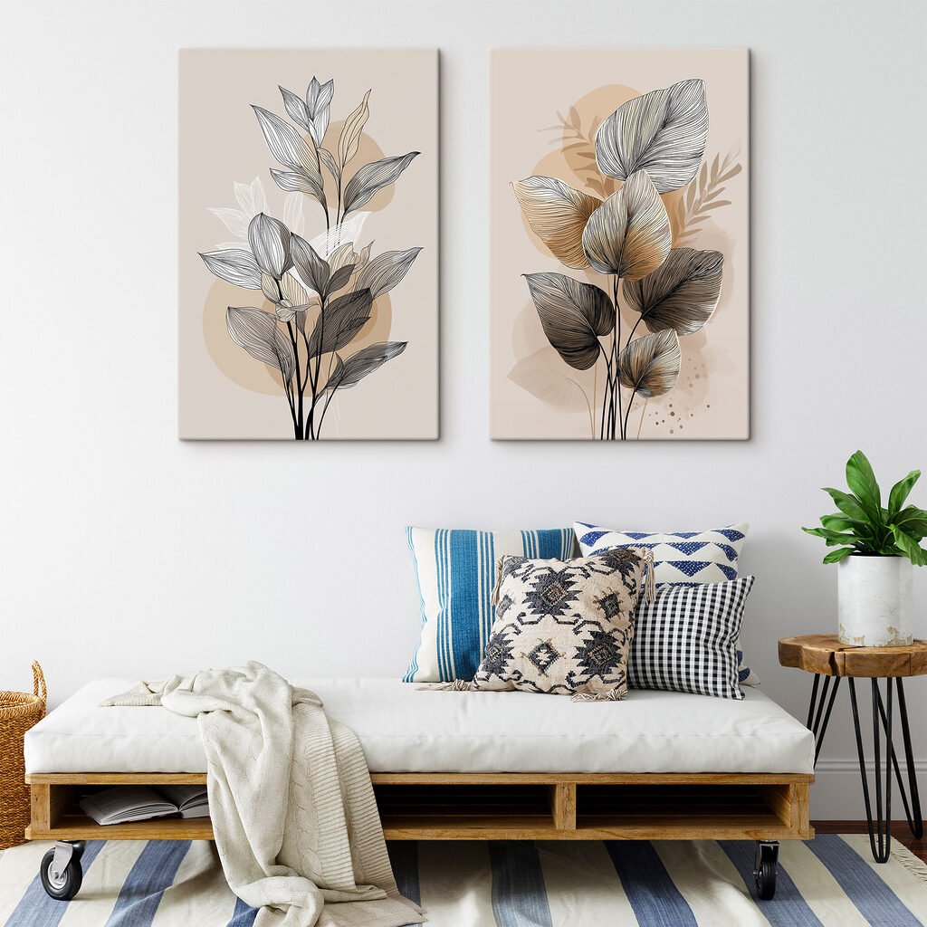 Rameaux au trait chaud dans un intérieur