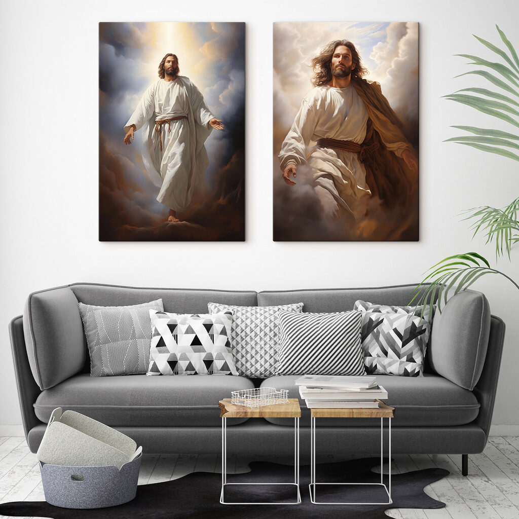 Jésus parmi les nuages dans un intérieur