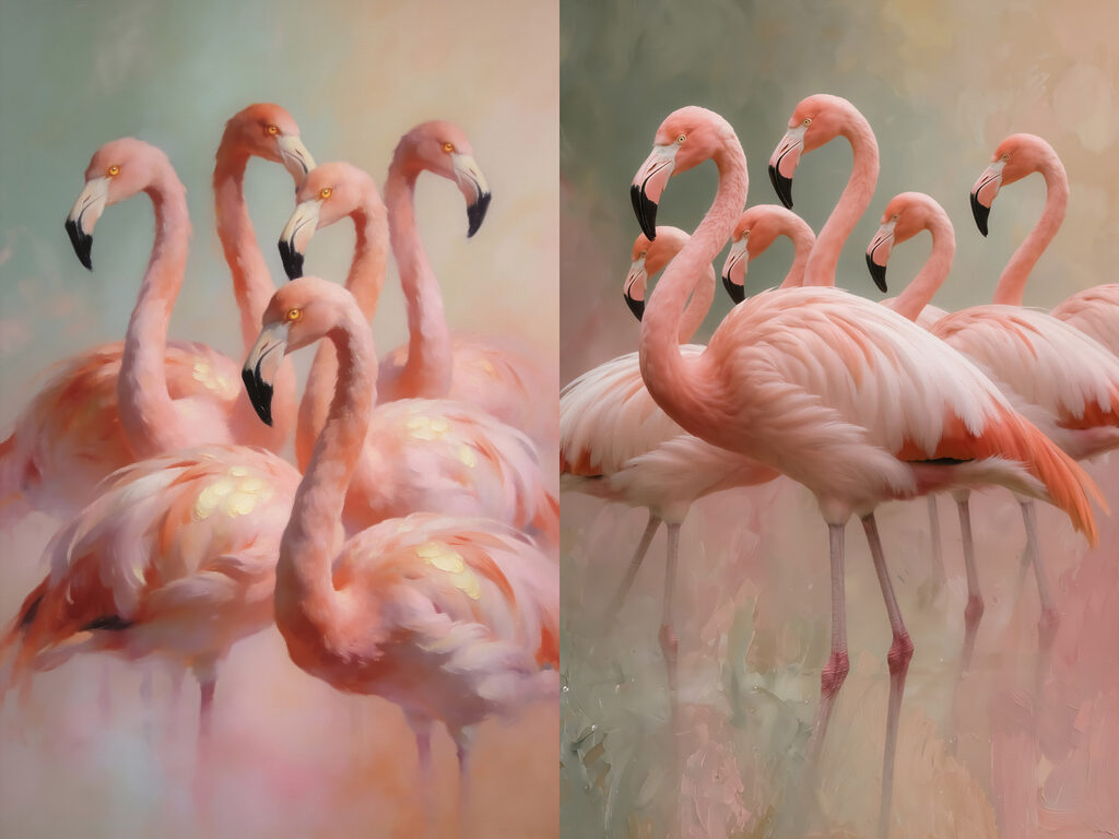 Flamants roses réunis — motif complet