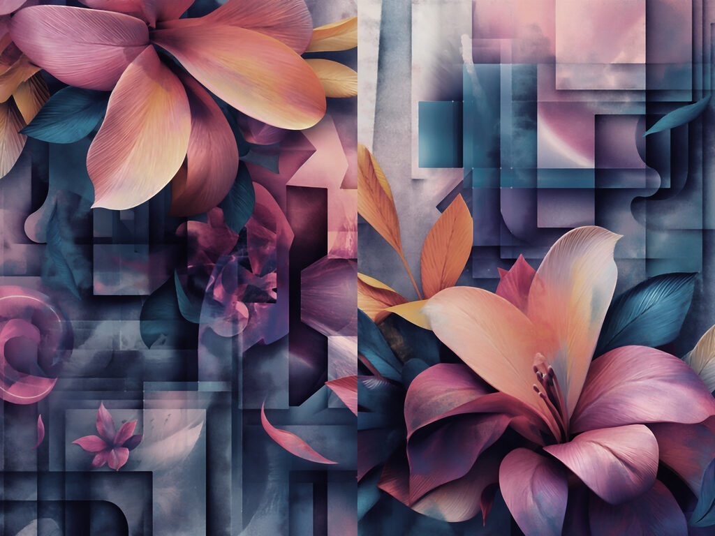 Fleurs parmi la mosaïque — motif complet