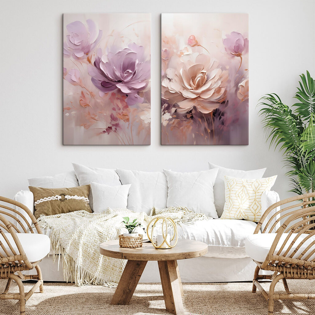 Floraison en tons lilas dans un intérieur