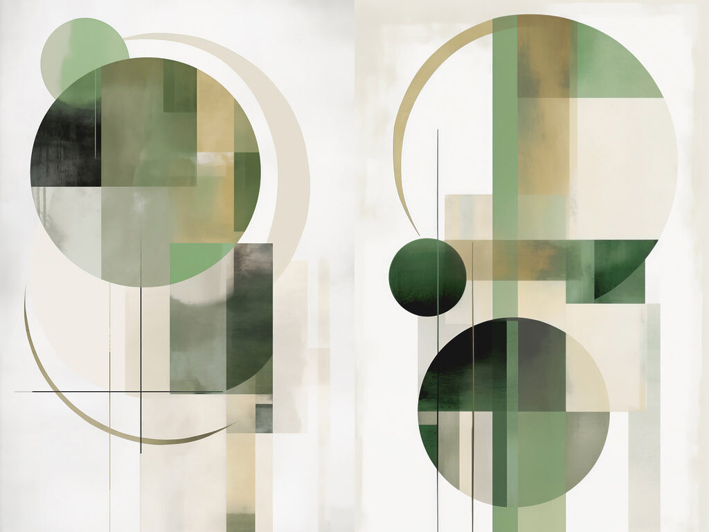 Cercles verts et lignes — motif complet