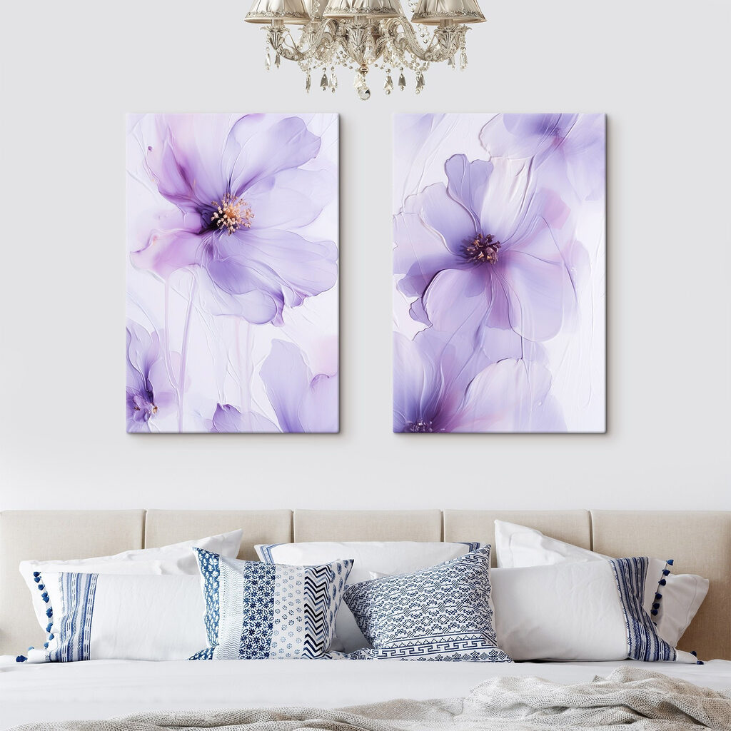 Fleurs lilas sur blanc — intérieur 1