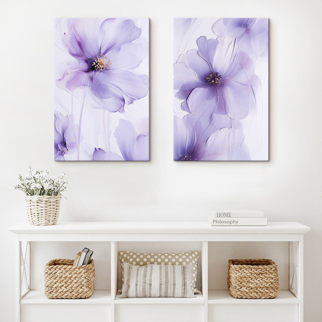 Fleurs lilas sur blanc — intérieur 2