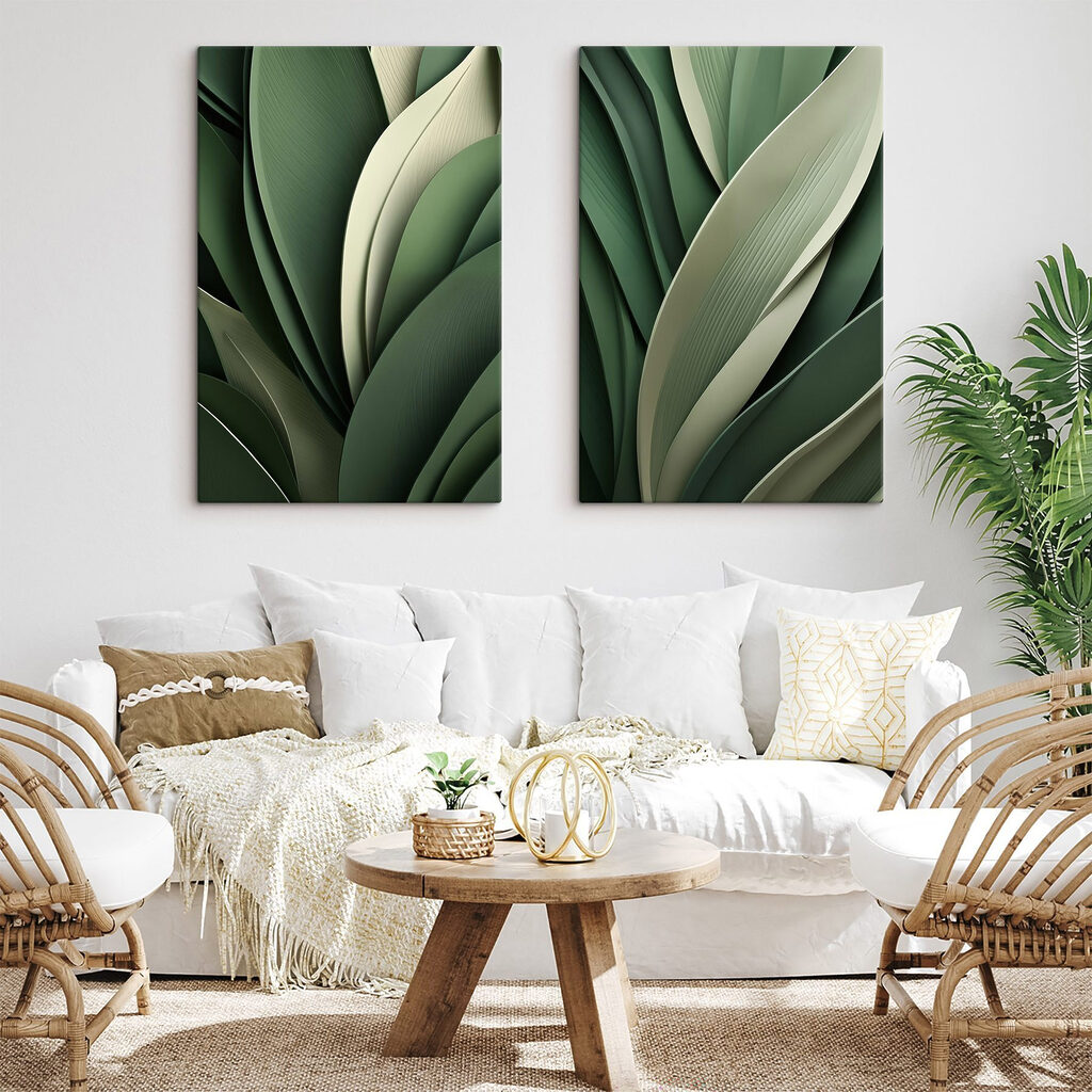 Feuilles vert profond dans un intérieur