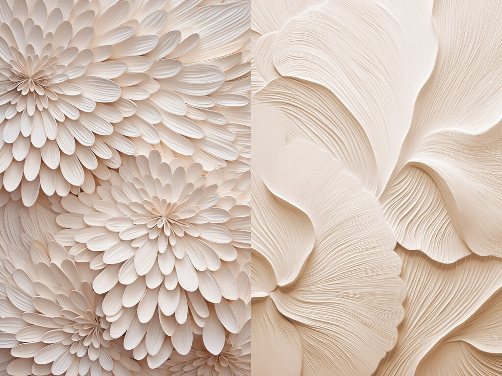 Collage de fleurs blanches — motif complet
