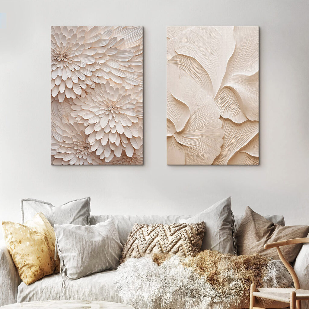 Collage de fleurs blanches — intérieur 1