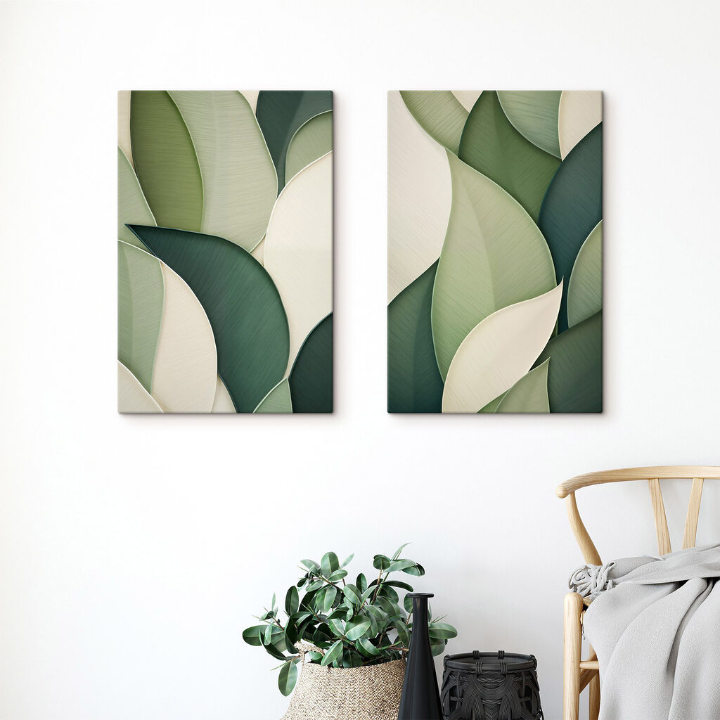 Feuilles enlaçant la lumière dans un intérieur
