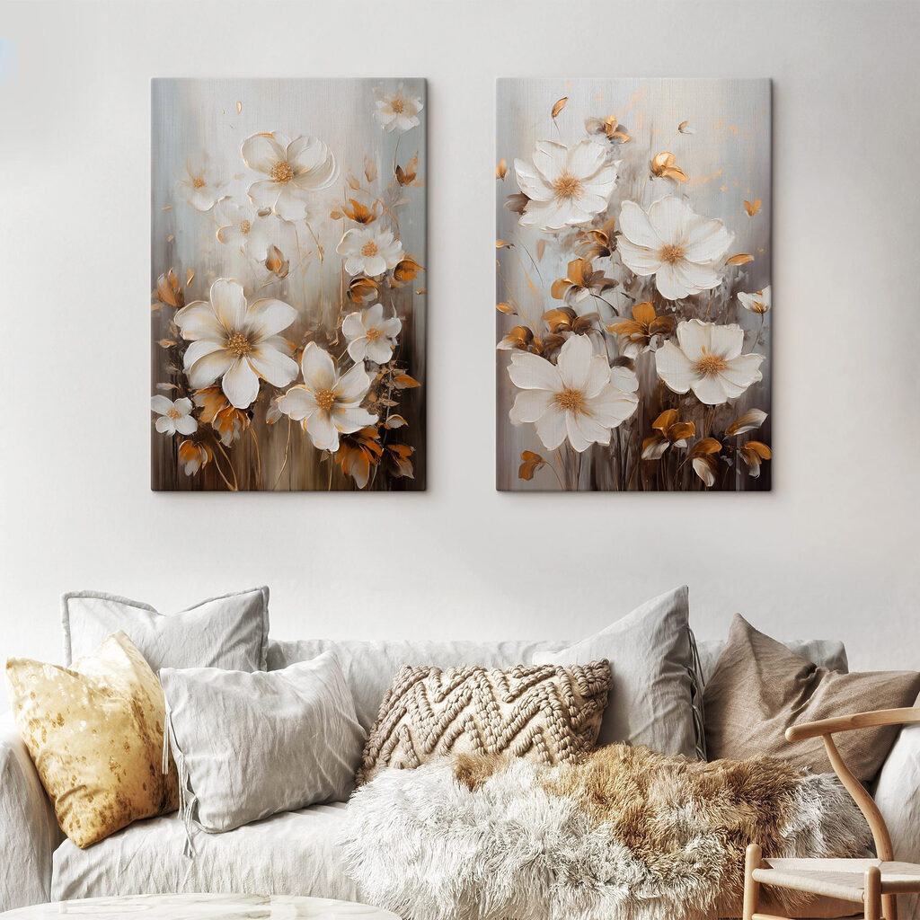 Fleurs sur touches sombres dans un intérieur