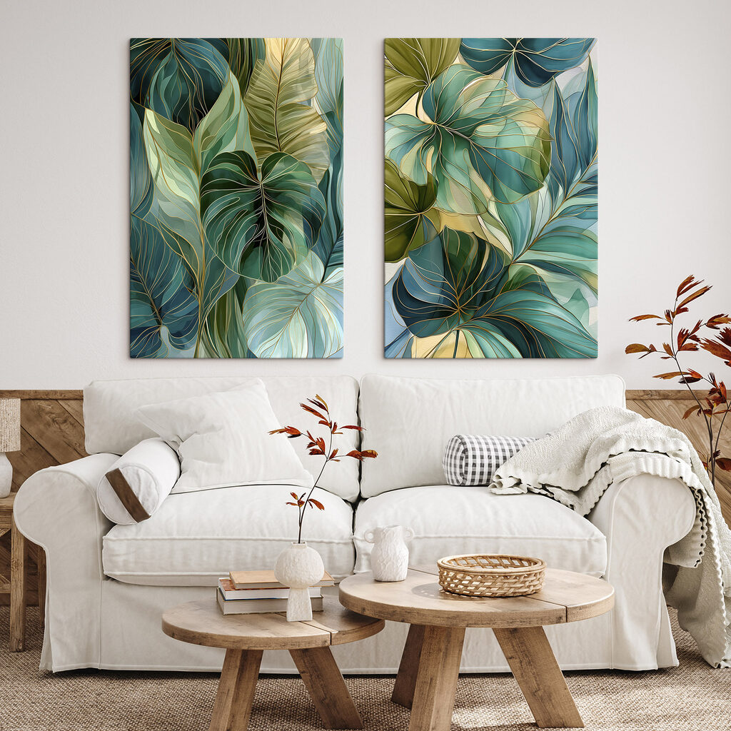 Vert tropical en couches dans un intérieur