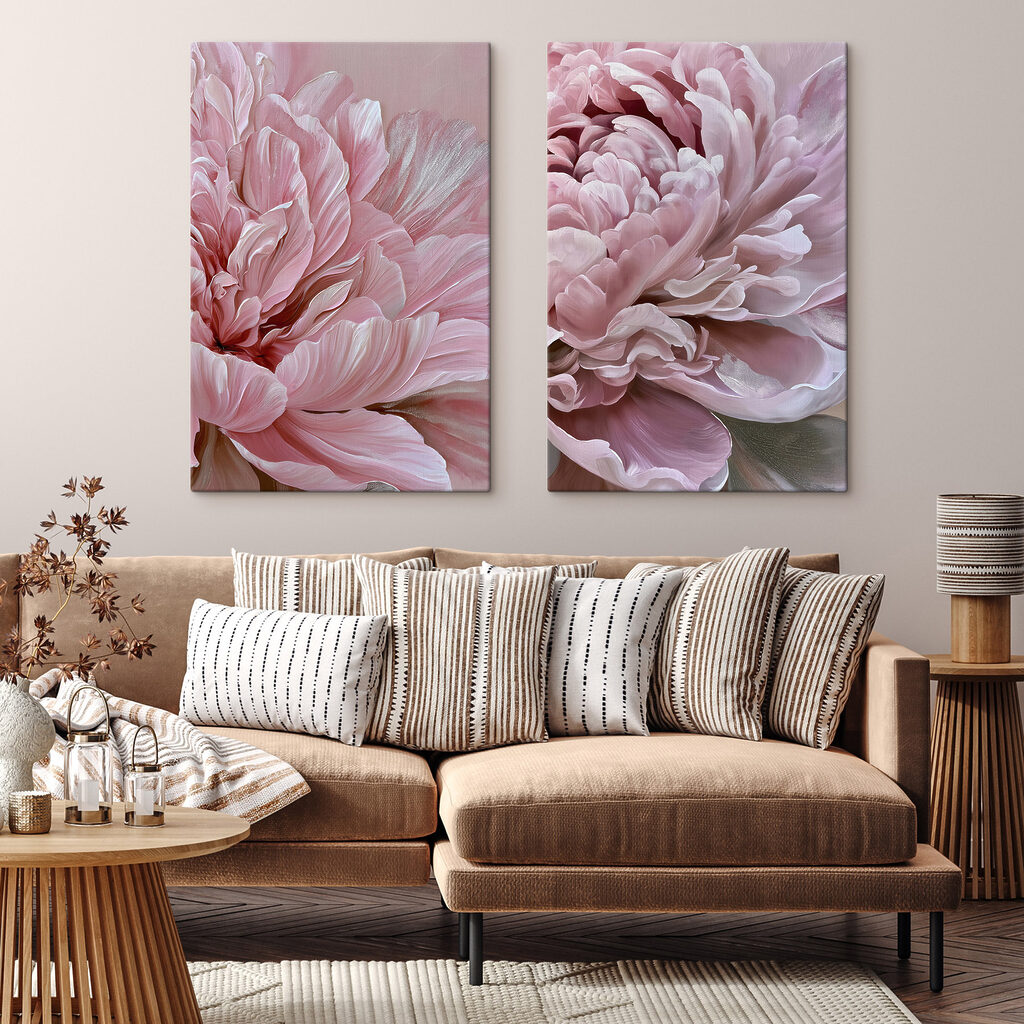 Fleurs roses de près dans un intérieur