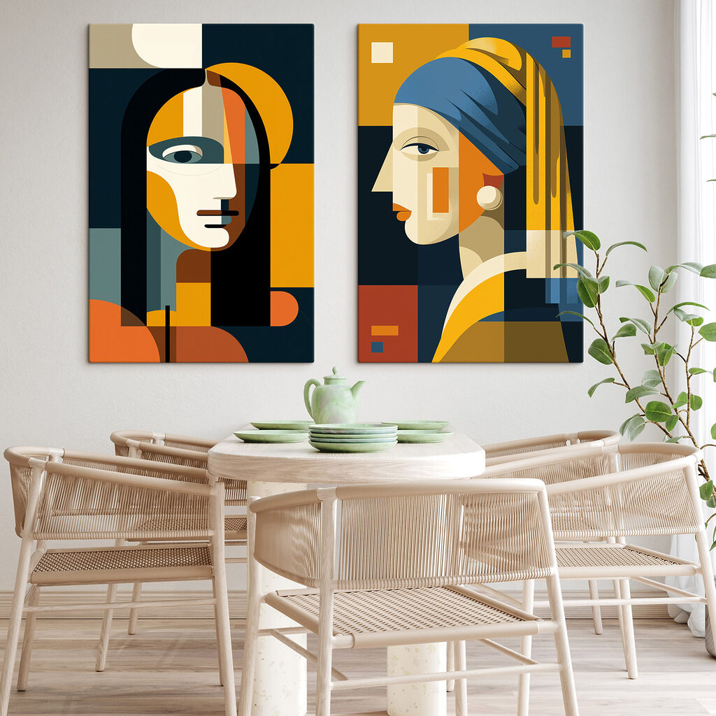 Regards jaune et bleu dans un intérieur