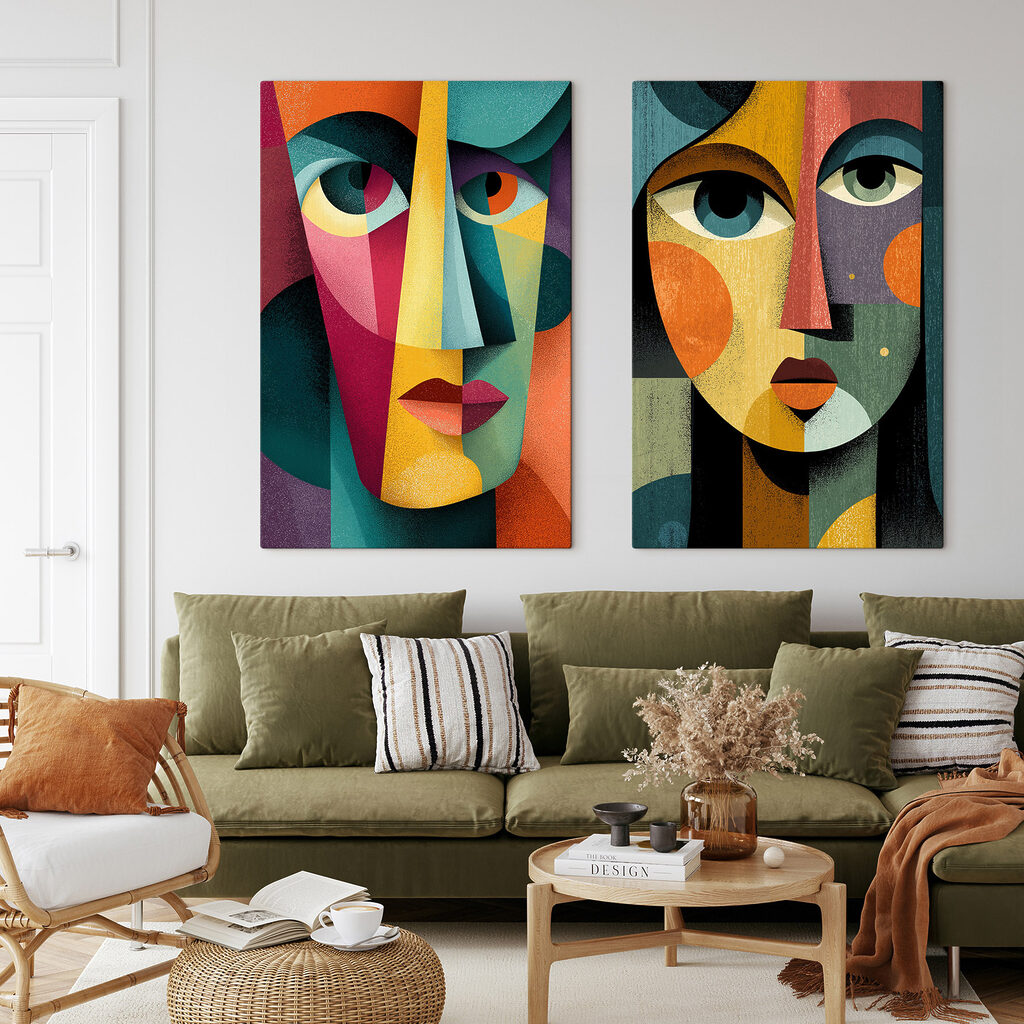 Visages aux aplats vifs — intérieur 1