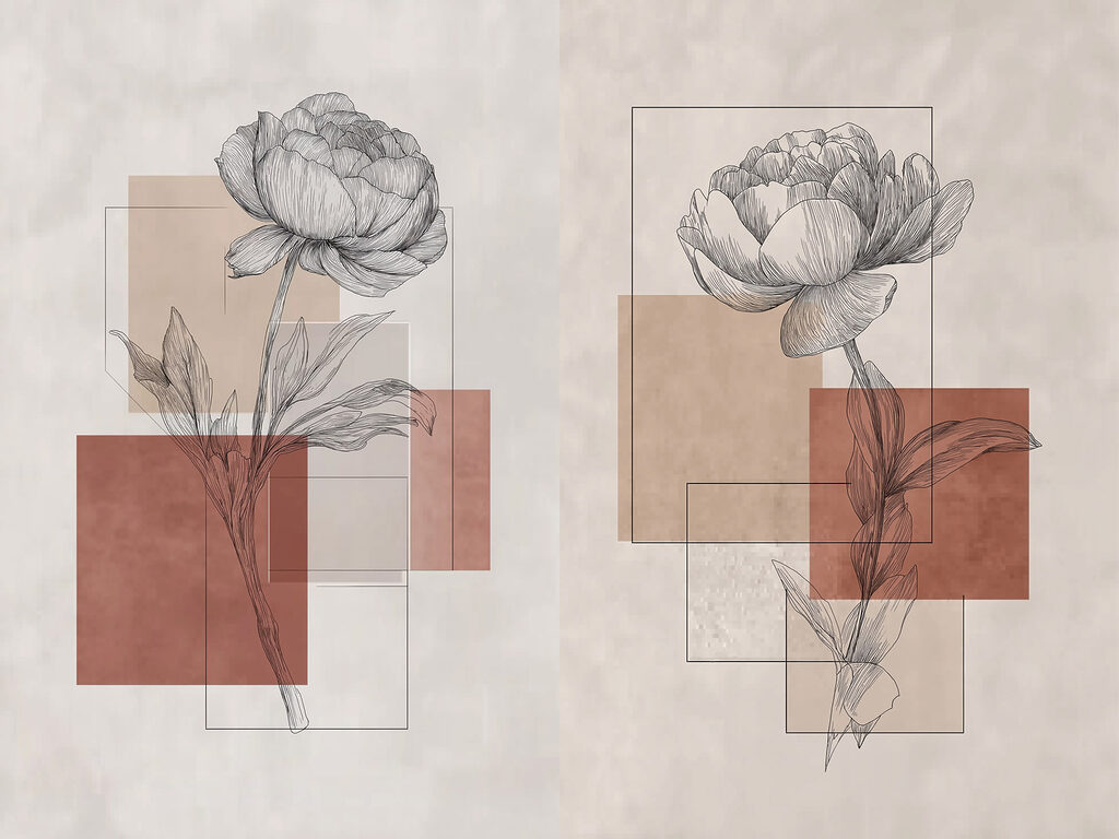 Fleurs dessinées sur aplats — motif complet