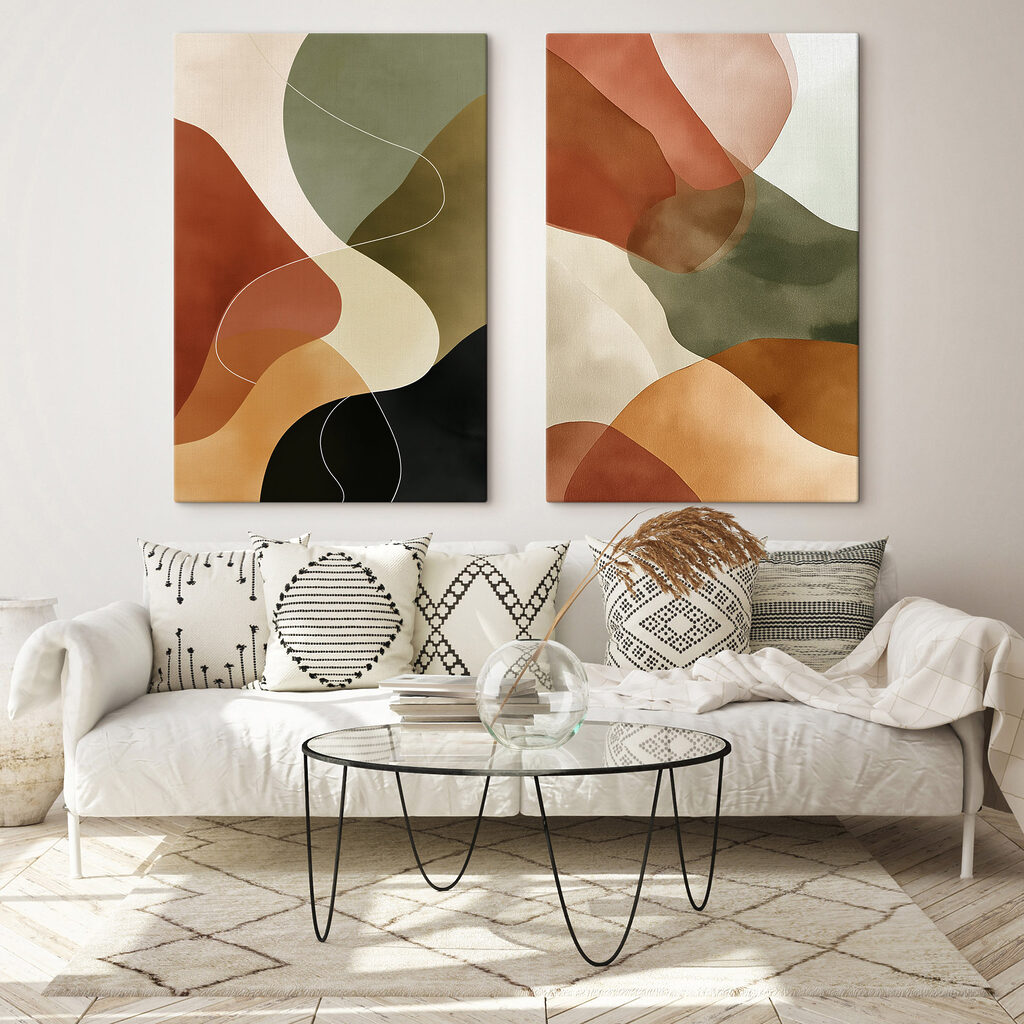 Ligne aux couleurs terre dans un intérieur