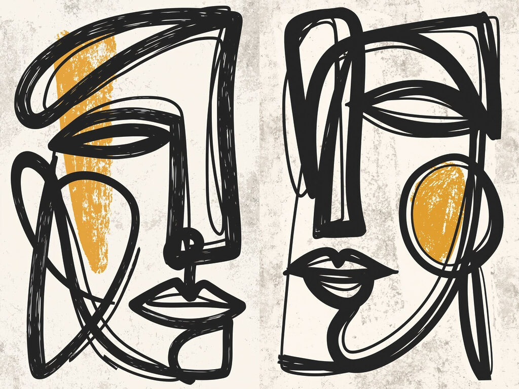 Visages aux joues ocre — motif complet