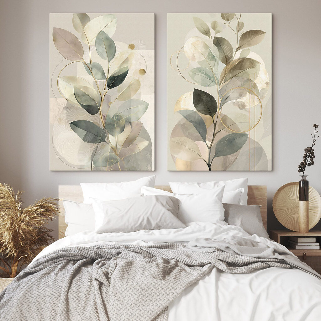 Feuilles translucides vert sauge dans un intérieur