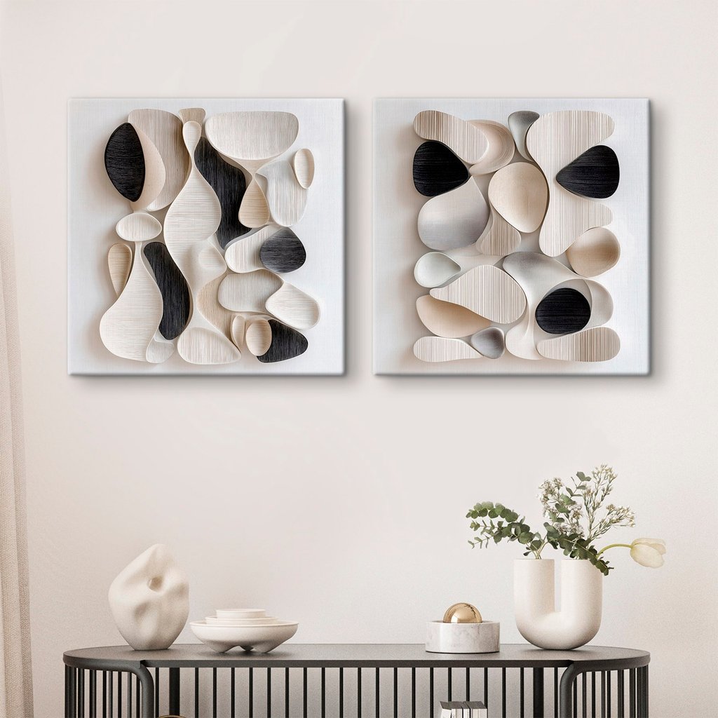 Formes comme des galets dans un intérieur