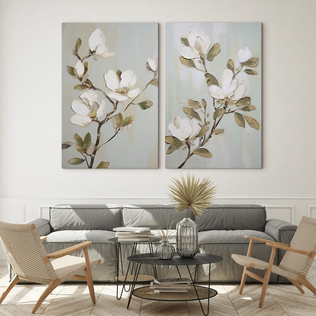 Rameaux de fleurs blanches dans un intérieur