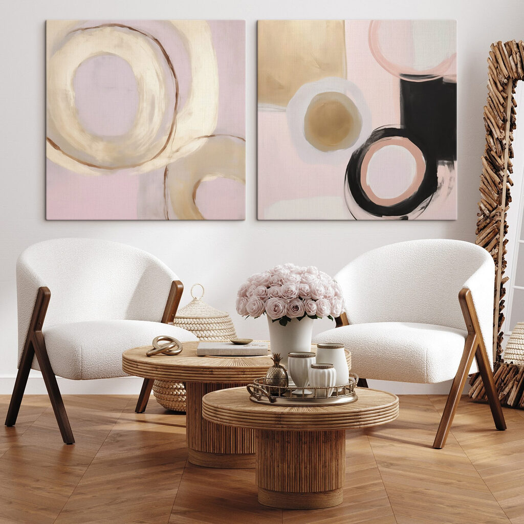 Cercles aux tons rosés dans un intérieur