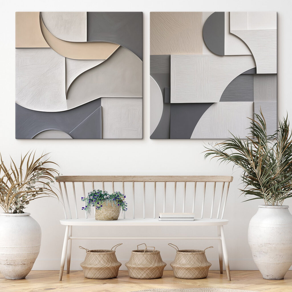 Aplats gris en courbes dans un intérieur